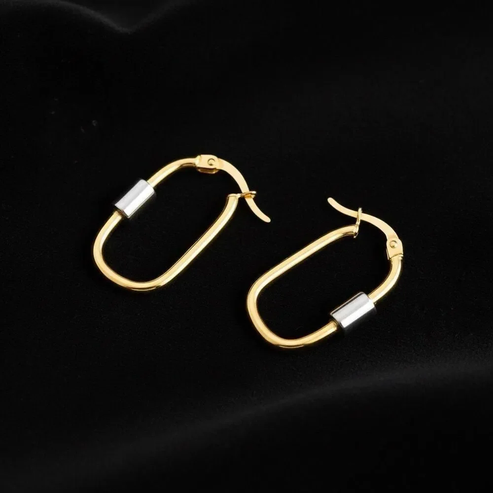 14K Two-Tone U-Shape Hoop Earrings | Solid Gold 25mm Hoops By Tehrani Jewelry